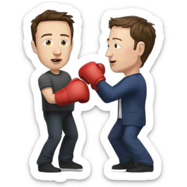 elon musk & zuckerberg fighting - zuck wins boxing sticker