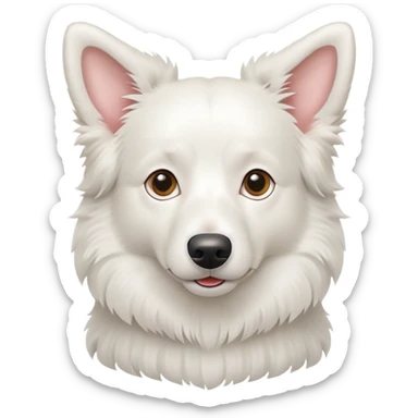 A pure white Border Collie dog sitting, with fluffy fur, alert pointed ears, and friendly expression sticker