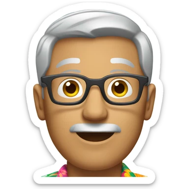 Grey hair man glasses Hawaiian shirt sticker