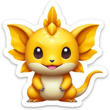 Randomly-colored exotic chibi Fakémon-creature sticker