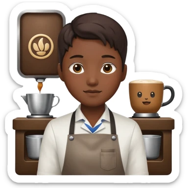 Korean barista with apron sticker