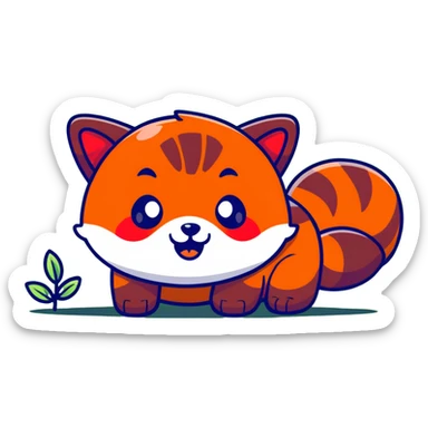 A red panda crying with four legs on the ground sticker