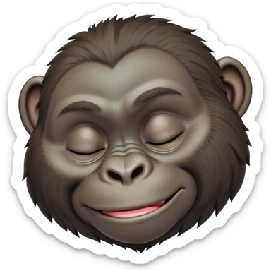 Meme-Worthy cute Sleeping Gorilla Portrait Emoji, Head resting peacefully with a contented smile, showcasing a luxuriant, thick Fur and eyes gently closed in serene slumber, Simplified yet hilariously adorable features, highly detailed, glowing with a soft, drowsy jungle light, high shine, relaxed and utterly lovable, stylized with an air of playful laziness, bright and heartwarming, soft glowing outline, capturing the essence of a sleeping gorilla that feels destined to become the next viral sensation of adorable rest! sticker
