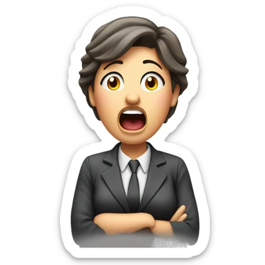 female payroll manager stressed at work and shouting  sticker