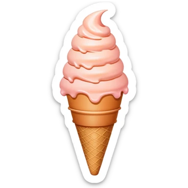 Peach ice cream in a cone, peachy pink color sticker