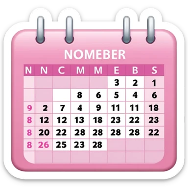 pink calendar of november 2025 sticker