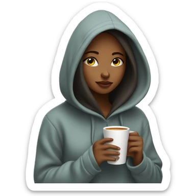 girl in oversized hoodie sipping coffee eyes closed sticker