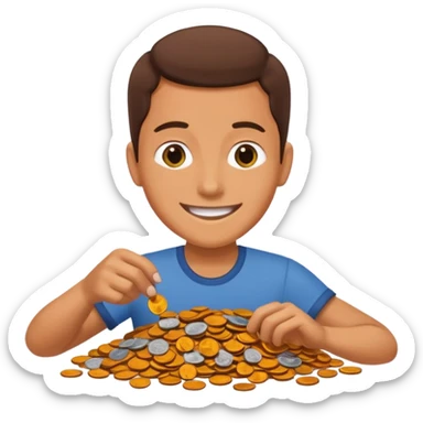 Person picking up pennies sticker