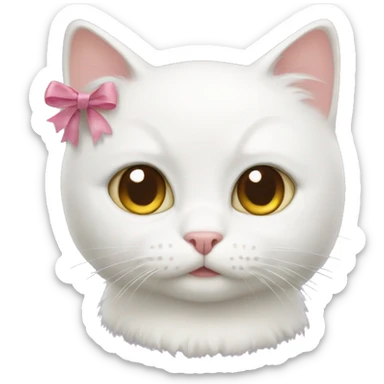 White cat with bow  sticker