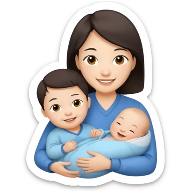 Chinese mom with newborn boy sticker