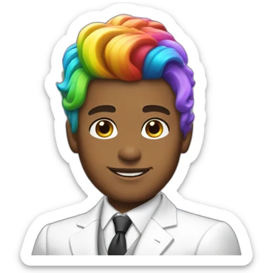 Posh-boy-with-white-suit-and-rainbow-unicorn-hair sticker