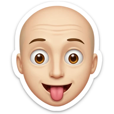 un homme de face qui tire la langue et a les yeux vers le ciel, expression exagérée sticker