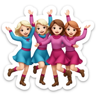 girls dancing in the snowing sticker
