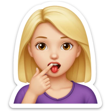 A girl biting her finger sticker