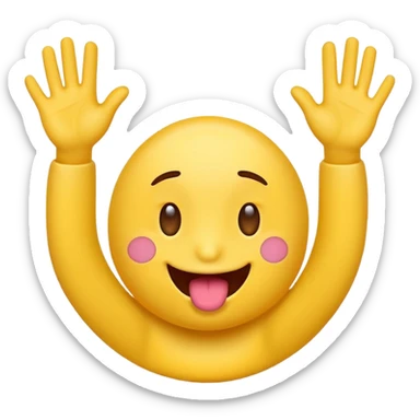 an emoji sticking uts tongue out with hands to the side sticker