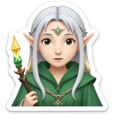 Frieren the female elf mage with silver hair without stone sticker