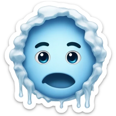 the cold freezing grimacing face emoji but its thawing and happy sticker