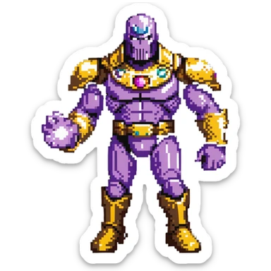 Thanos with infinity gauntlet in Squid Game setting making a power pose sticker