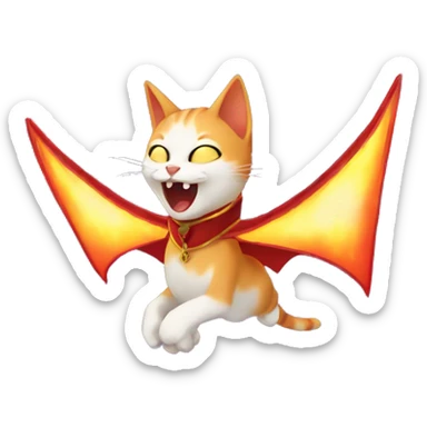 Flying vampire cat breathing fire sticker