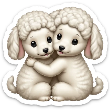 Poodles hugging eachother sticker