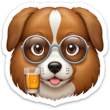Dog with double glass sticker
