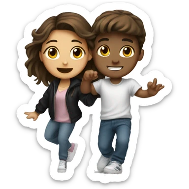 Girl with brown hair dance hip hop with one boy  sticker