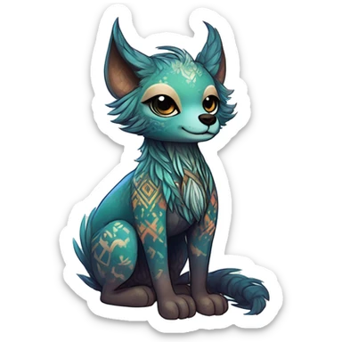 cute Kawaii edgy ethereal shy epic fantasy animal fursona Fionbri creature by griffsnuff & LiLaiRa & Falvie with exotic colors with intricate patterns full body sticker