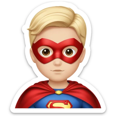 kid superhero with cape and mask sticker