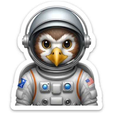 hawk with astronaut suit sticker