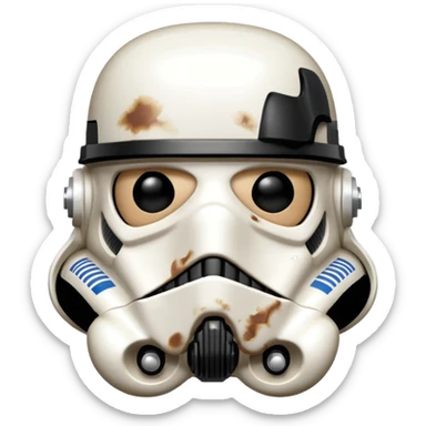 cartoon-style TK421 stormtrooper. Generate it to show the face has an expression like he made a mistake. Similar to a grimace face sticker