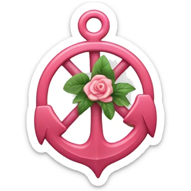 Un timón con un ancla adentro y todo adentro de una rosa náutica  sticker