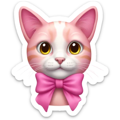 pink cat with pink bow sticker