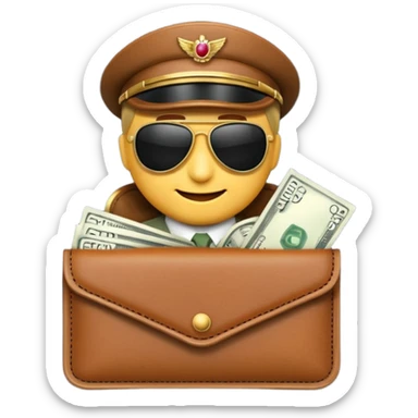 Aviator money emoji, wallet full of cash, casino vibe, premium 3D emoji style, clean, no background
 sticker