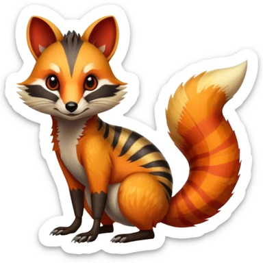 Fiery Wicked Cool Hot Edgy Badass Numbat-Fox-Civet-Vernid-fusion-hybrid-creature sticker