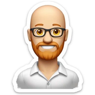 3d almost bald man with red glasses and ginger beard wearing modern shirt sticker