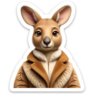 Cinematic Realistic Noble Kangaroo Portrait Emoji, Poised and dignified, with a strong, athletic build and a detailed, tawny coat rendered in natural fur texture, a distinctly elongated face with alert, expressive eyes and a subtle snout, high shine, intelligent and resolute, styled with an air of outback authority, focused and attentive, soft glowing outline, capturing the essence of a watchful and confident kangaroo that appears ready to bound out of the screen with effortless power! sticker
