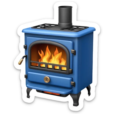 blue wood burning stove sticker