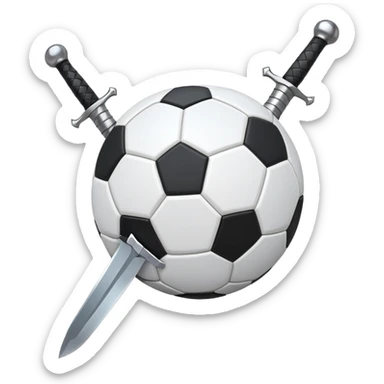 Soccer ball with swords behind it  sticker
