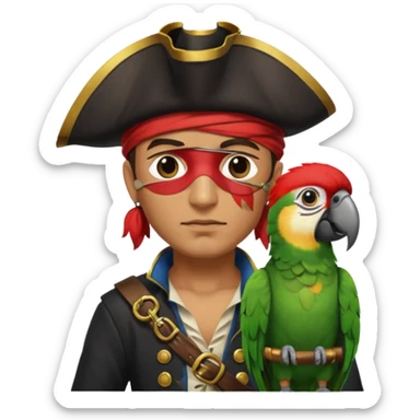 pirate with eye patch and parrot sticker