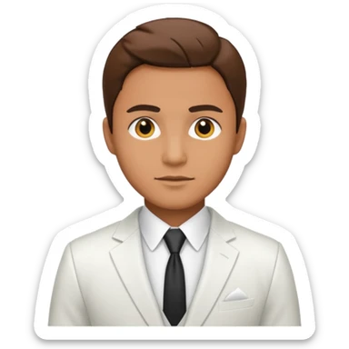 businessman, tan skin, black eyes, white suit sticker