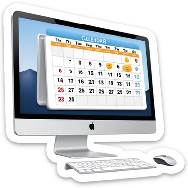 calendar and booking icons on iMac monitor sticker