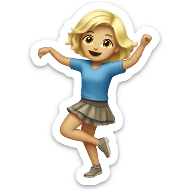 Little blonde girl dancing sticker