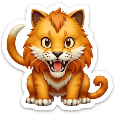 saber-toothed cat with a tiny body and 8-inch-long canine teeth that are ridiculously oversized compared to its minuscule body, extreme contrast sticker