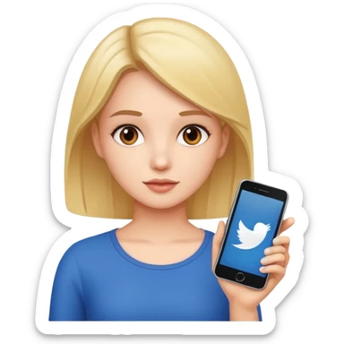 girl with phone and social media sticker