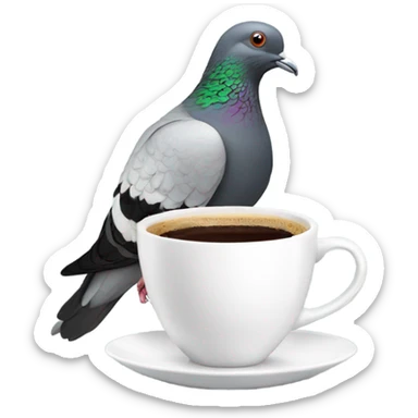 Pigeon drinking coffee sticker