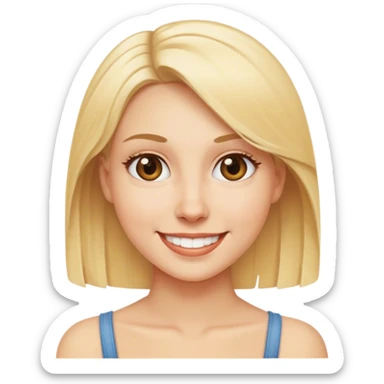 smiling blonde woman looking at viewer sticker