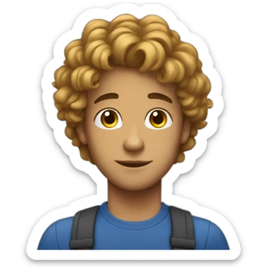 a young man with big blue lockes and he has stars sticker