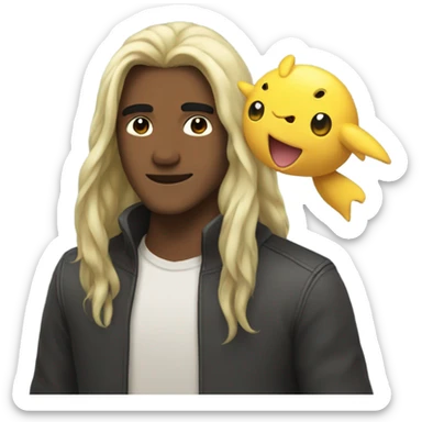 Guy long hair woth pokemon  sticker
