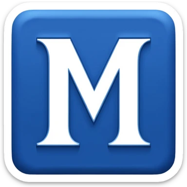 create capital letter "M" INSIDE THE BLUE COLOR SQUARE shape sticker