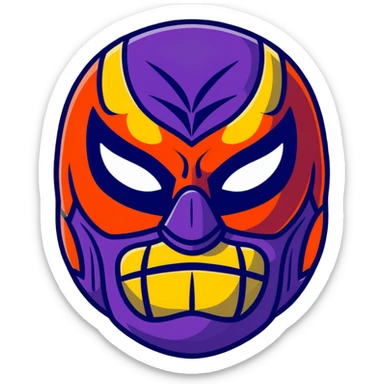 colorful sinister luchador mask with scary features sticker